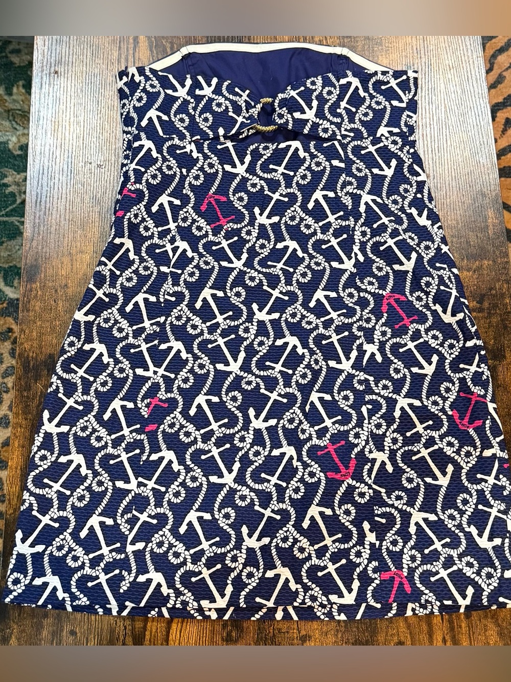 Lilly Pulitzer Ahoy There Clyde Strapless Dress Size 2 Nautical Rope Ring Bodice - Picture 4 of 7